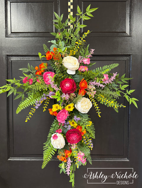 Floral Cross Door Hanger