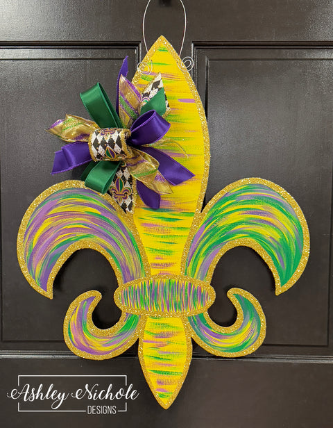 Fleur De Lis - Abstract - Mardi Gras Door Hanger (UV Printed)