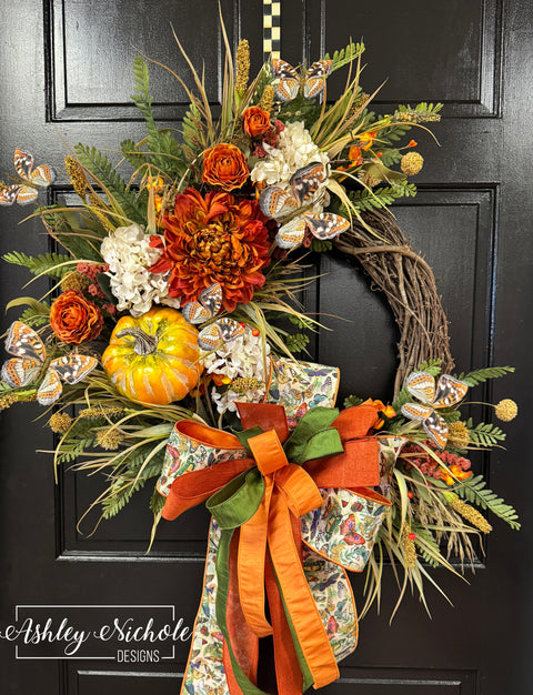 Flutter into Fall Round Wreath