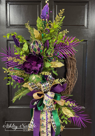French Quarter Flair Mardi Gras Wreath