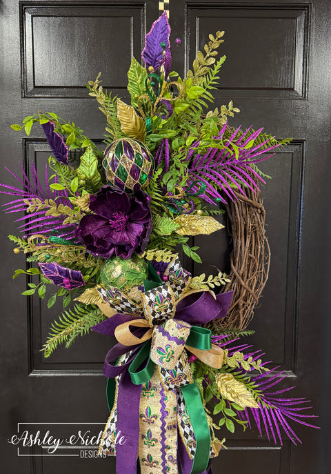 French Quarter Flair Mardi Gras Wreath