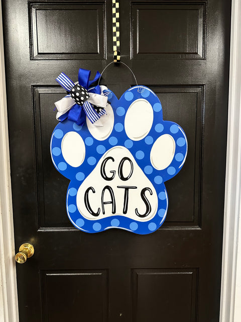 Paw Print Door Hanger - "Go Cats"