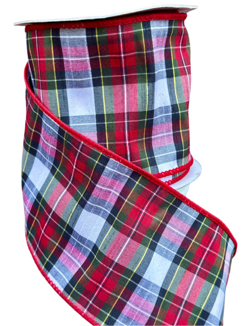 Christmas Plaid Wired Ribbon - 4" x 10yds
