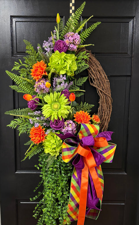 *READY to SHIP* - Bright & Sassy Floral Oval Wreath