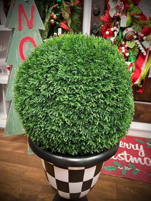 20" - Artificial Cedar Topiary Ball - UV Protected