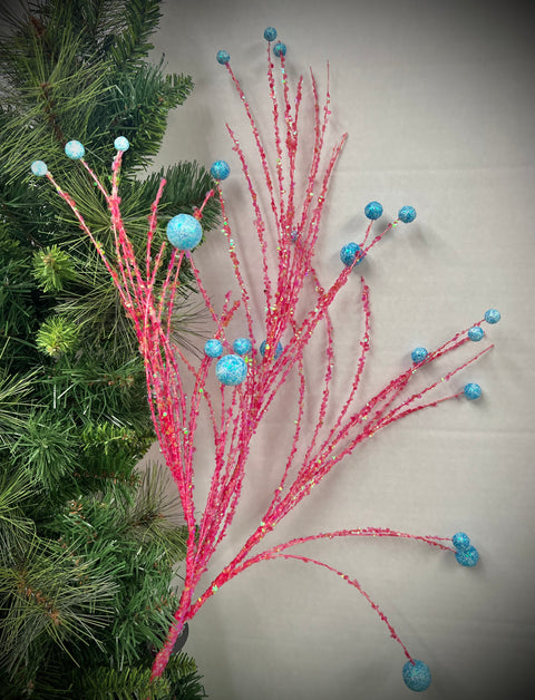 Wildly Perfect Twig Ball Spray 35" - Pink/Blue