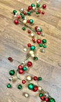 60" VP Shiny & Matte Ball Garland - Red, Green & Gold