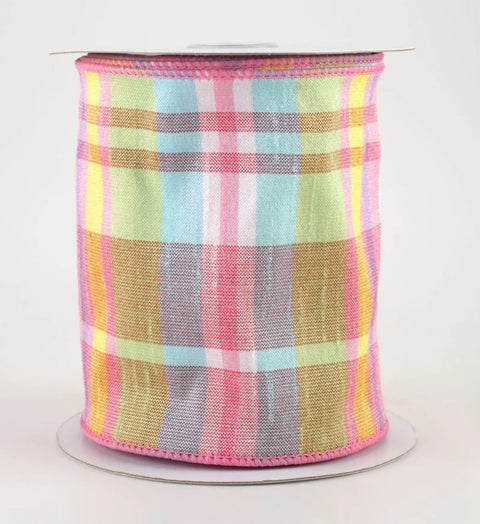 Spring Plaid Wired Ribbon - 4” x 10yds
