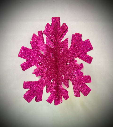 Glitter Pink Snowflake Ornament
