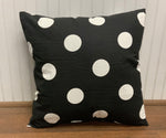 Outdoor Pillow - Oxygen Black & White Large Polka Dots