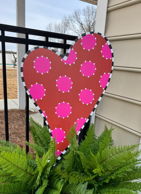 Funky Valentine Heart - Valentine Corrugated Coroplast Yard Stake