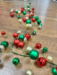 60" VP Shiny & Matte Ball Garland - Red, Green & Gold