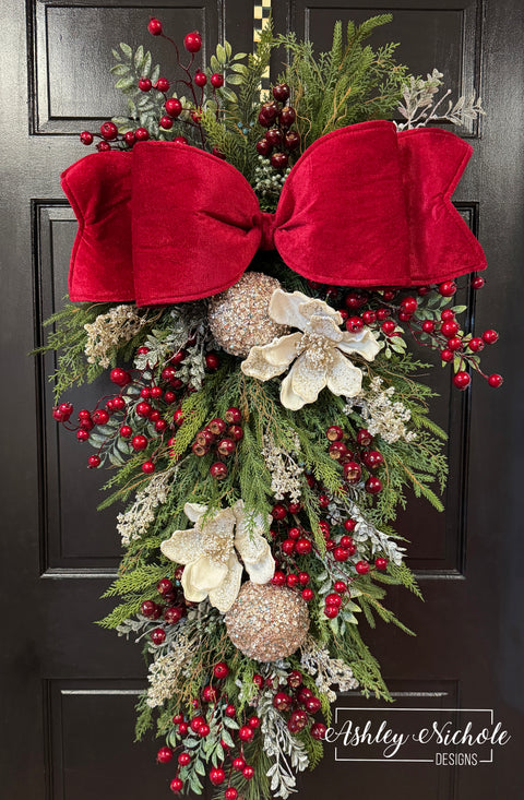 Gilded Magnolia & Velvet Christmas Swag