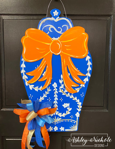 Ginger Jar with Orange Bow Door Hanger