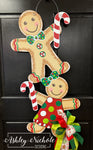 Gingerbread Cookie Stack - RED & GREEN - Door Hanger