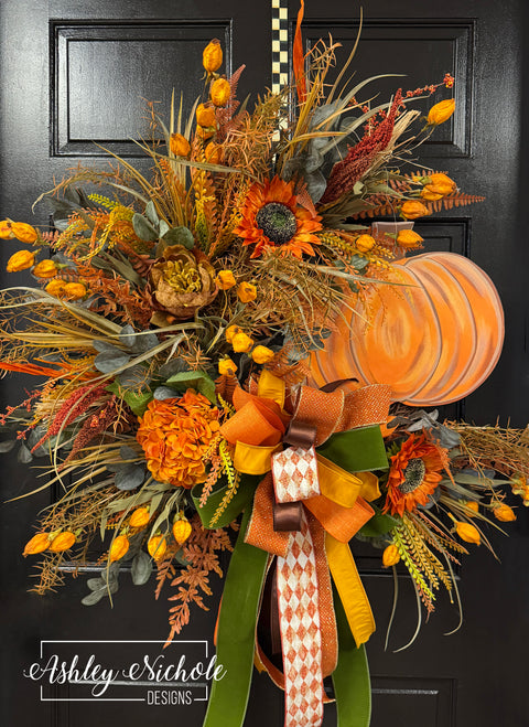 Glamorous Fall Pumpkin Wreath