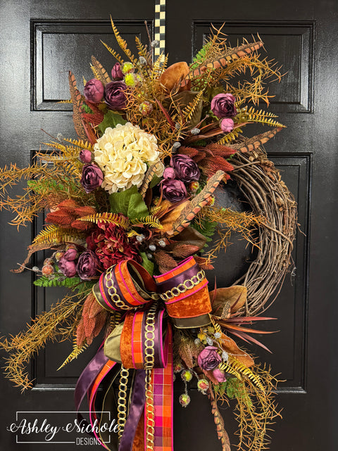 Glamorous Pheasant & Florals Wreath