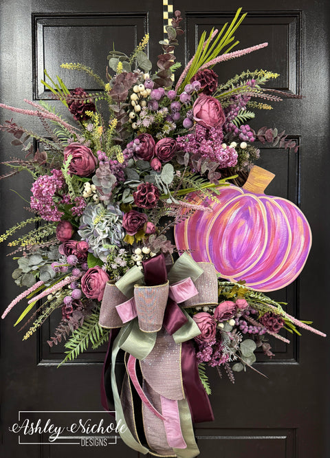 Glitz & Glam Purple Pumpkin Wreath