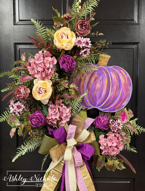 Glitz & Glam Purple Pumpkin Wreath