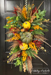 Gold & Green Fall Pumpkin Teardrop Swag - 36"