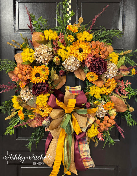 Golden Autumn Blooms Wreath (OVERSIZED)