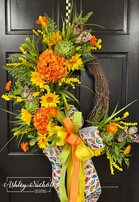 Golden Garden Flutter Wreath