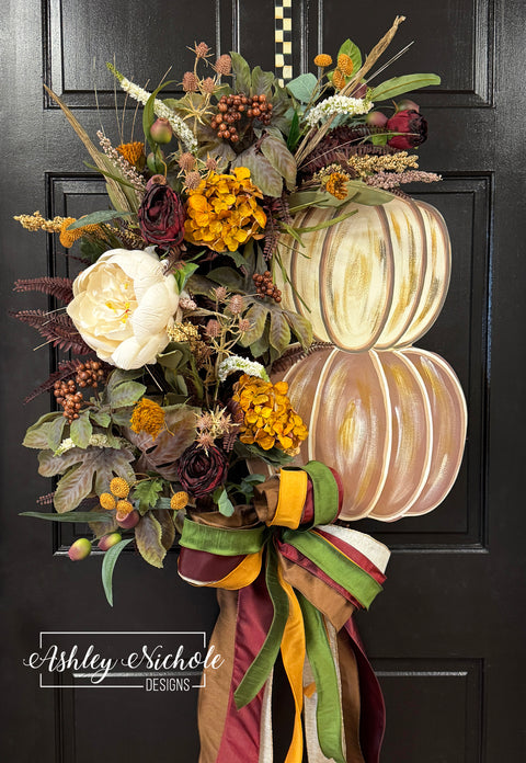 Golden Heirloom Harvest Pumpkin Wreath