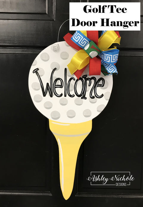 **READY TO SHIP! Golf Tee Door Hanger- (hand painted)** NO CUSTOMIZED!