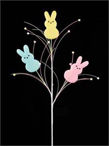 24" Sugar Bunny & Ball Spray x 3 - Blue, Yellow & Pink