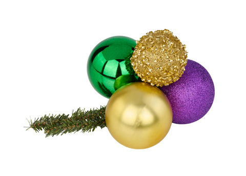 60mm - 80mm Sequin & Glitter Ball Cluster - Purple, Green & Gold