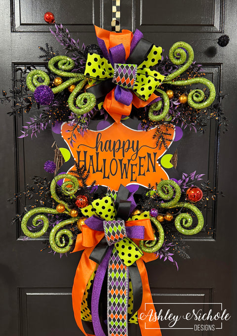Happy Halloween Plaque Wreath