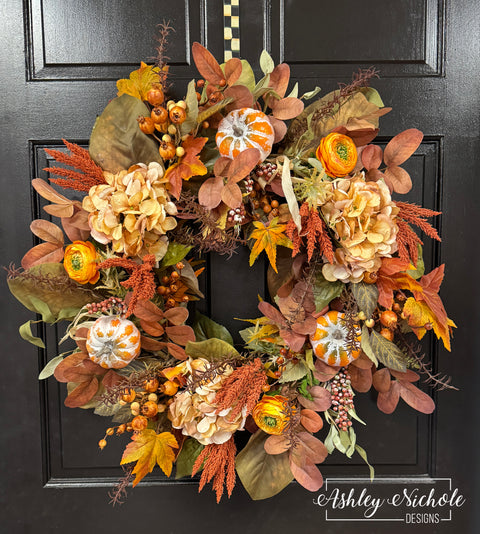 Harvest Hayride Round Fall Wreath