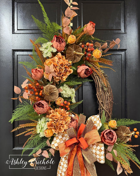 Harvest Hues & Hydrangeas Oval Wreath