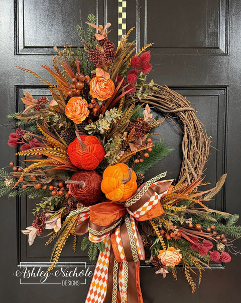 Harvest Pumpkin Elegance Wreath