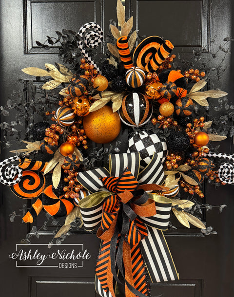 Haunted Harlequin Halloween Wreath