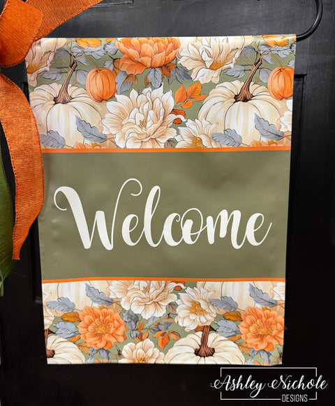 Heirloom Bliss Pumpkin - Welcome - Vinyl Garden Flag