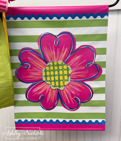 Hot Pink Summer Flower - Vinyl Garden Flag