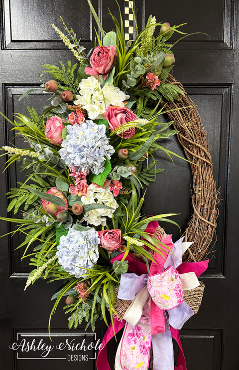 Hydrangea Rose Garden Wreath