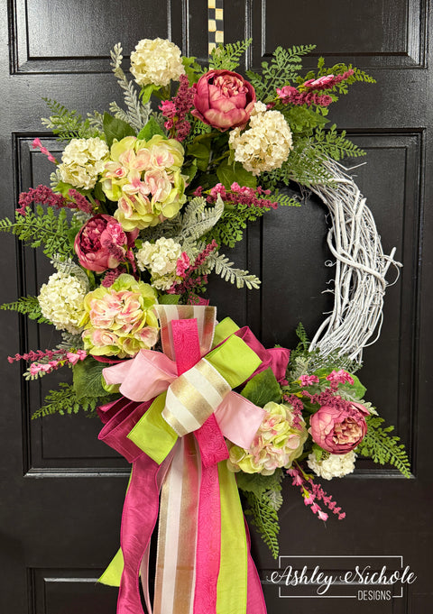 Hydrangea & Peony Spring Round Wreath