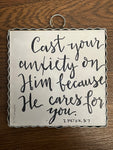 Mini I Peter 5:7 Inspiration Print Charm Attachment