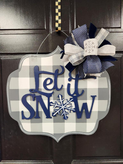 Let it Snow NAVY Door Hanger