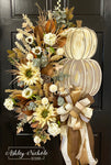 Gold & Creams Pumpkin Stack Wreath