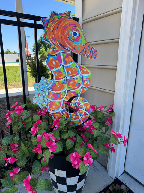 Abstract Colorful Seahorse - Summer - Corrugated Coroplast Yard Stake