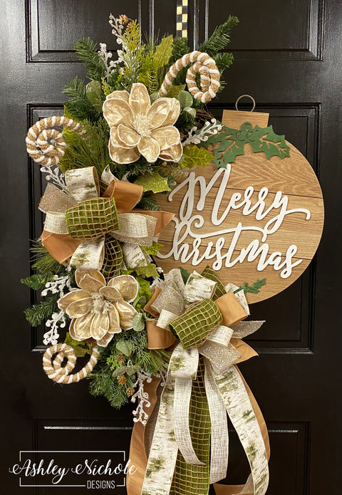 "Merry Christmas" Neutral Ornament Wreath
