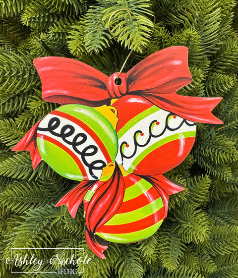 Cluster of Christmas Ornaments - Wooden Christmas Ornament