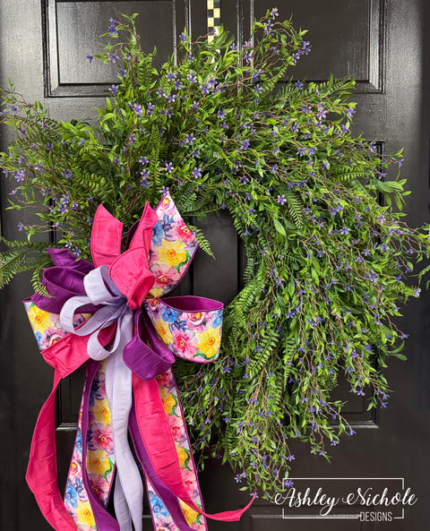 *READY to SHIP* - Lavender & Grasses Round Wreath with LUXE Bow