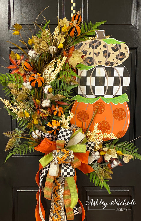 Pumpkin Stack Elegant Fall Wreath