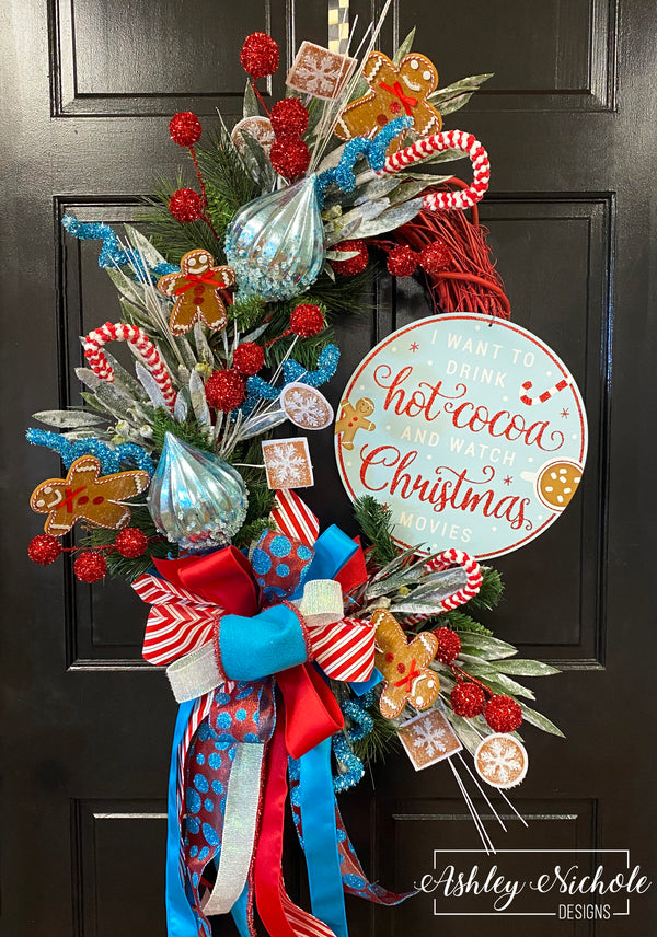 Hot Cocoa & Christmas Movies Oval Wreath