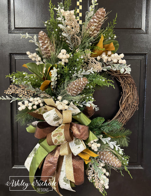 Frosted Pinecones Winter Wreath