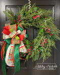 Christmas Evergreen & Holly Wreath